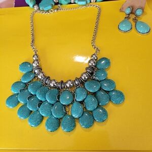 Turquoise necklace earrings set